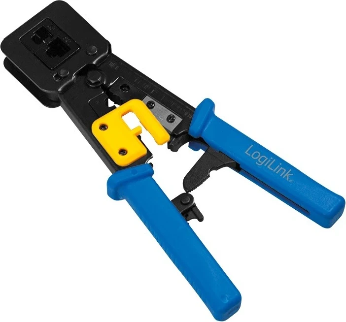 Prenekalnik za konektorje RJ11/12/45/EZ z vgrajenim rezalnikom, Logilink WZ0037, modro-črn