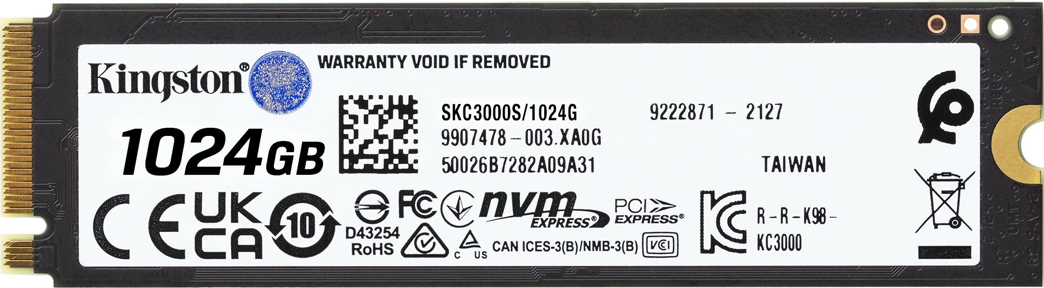 SSD NVMe M.2 1,02 TB Kingston KC3000, 7000 MB/s
