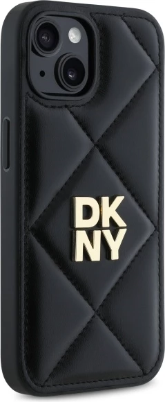 Zaščitni ovoj z vzorcem šivanja in logotipom DKNY za iPhone 14, črn