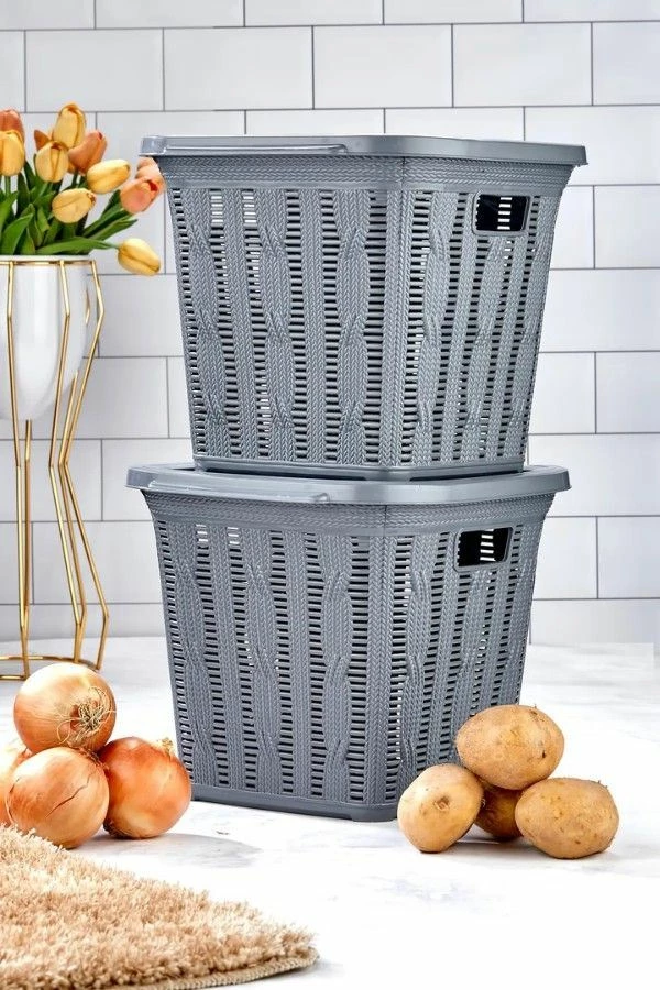 Košara za perilo, 2 kosa Mijölnir PZR-071, antracit