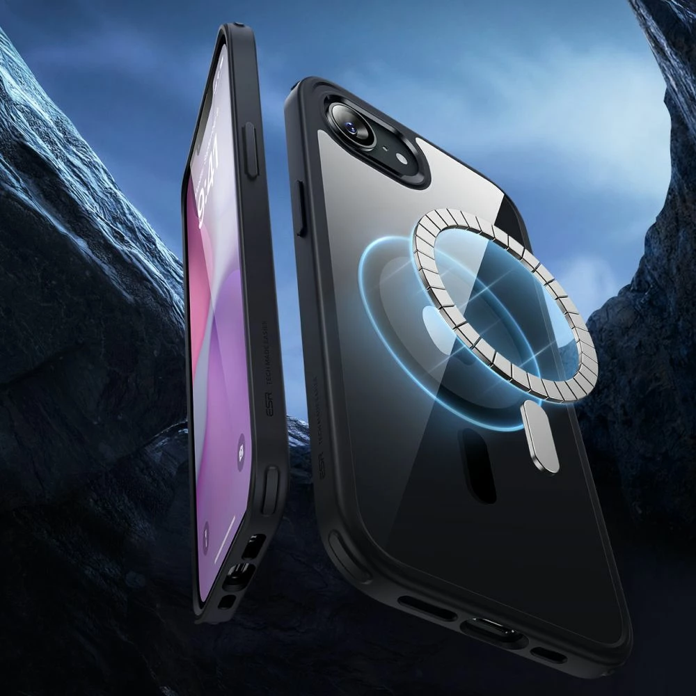 Zaščitni ovoj ESR Classic Hybrid HaloLock MagSafe za iPhone 16e, prozorno-črn
