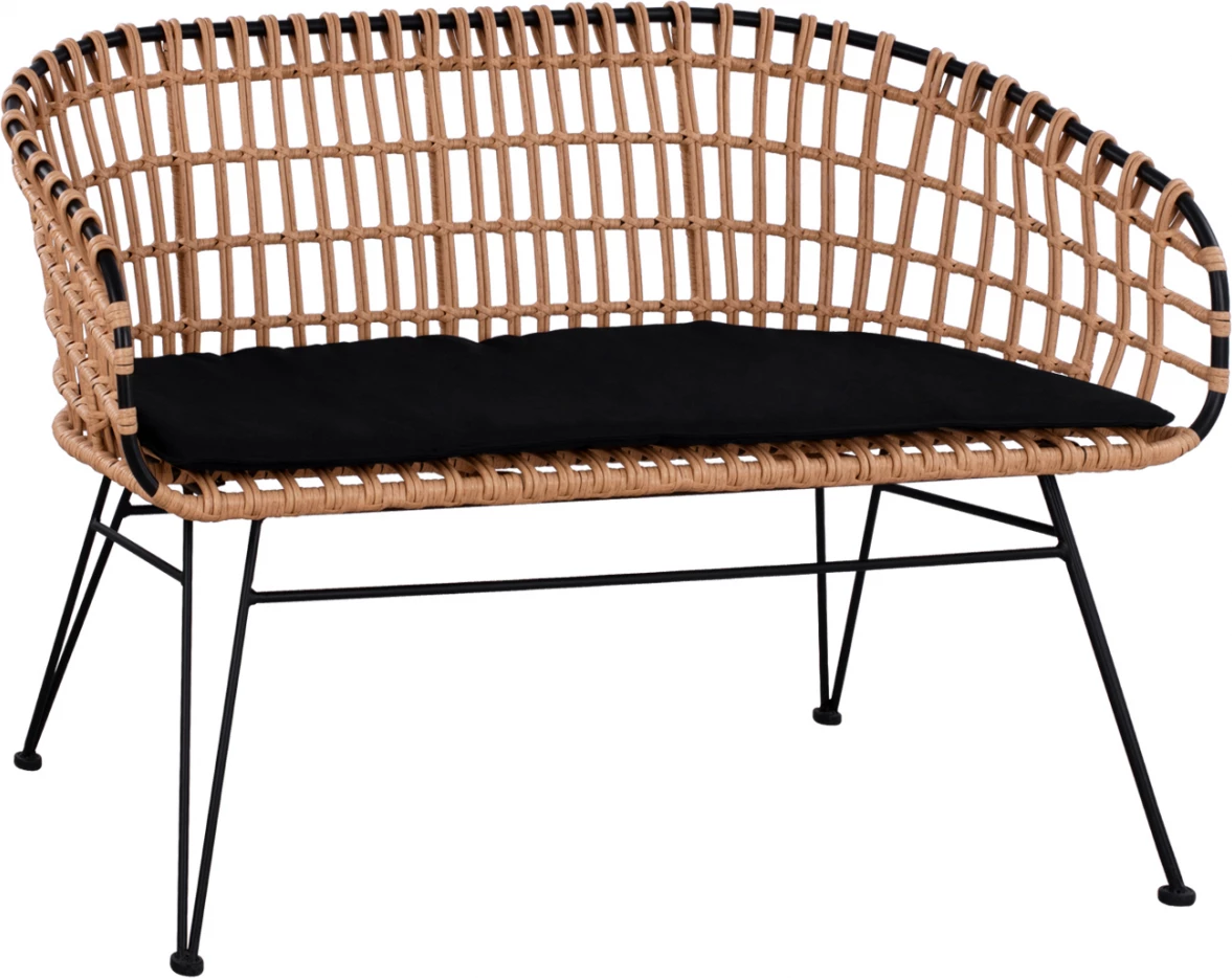 Kovinska klop Allegra FH5692 s pletenjem Črno-Bež 124x57x77cm