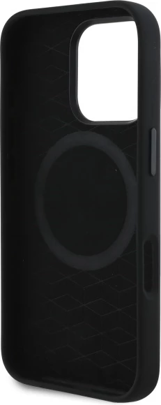 Ovitek iz silikona z večbarvnimi črtami BMW M, MagSafe, za iPhone 16 Pro Max, črn