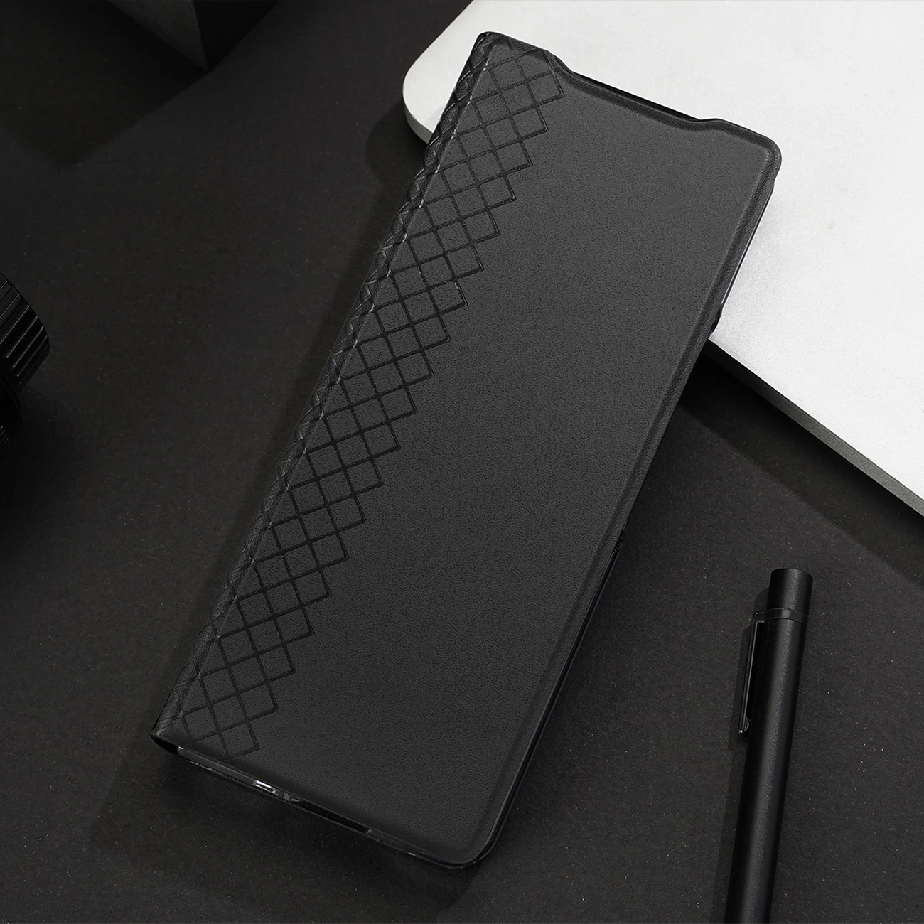 Ovitek za telefon Dux Ducis Brill za Samsung Galaxy Z Fold 6, z magnetnim zapiranjem, žepom za kartico, iz eko usnja, črn