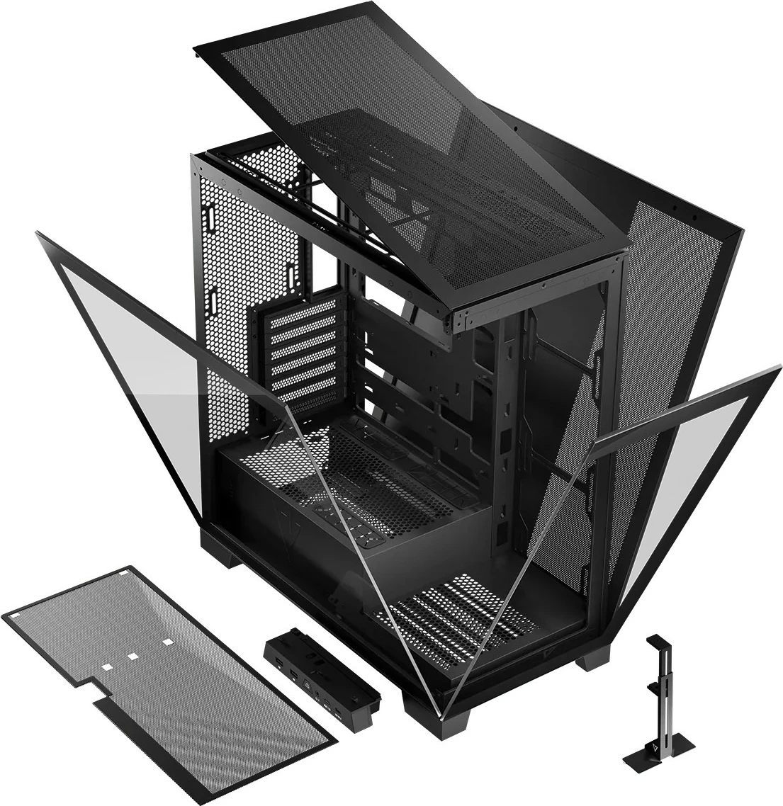 Računalniško ohišje MODECOM Volcano Space MIDI, ATX/ITX/micro ATX, ARGB, kaljeno steklo, črno