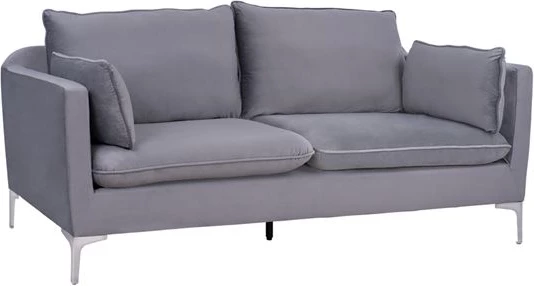 Sedežna garnitura Karen 3-sedežna v sivi barvi iz žameta in kovinskimi kromiranimi nogami FH3136.31 208x81x95 cm