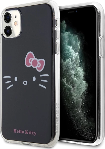 Ovitek za telefon z motivom IML Kitty Face Hello Kitty za iPhone 11/XR, črn