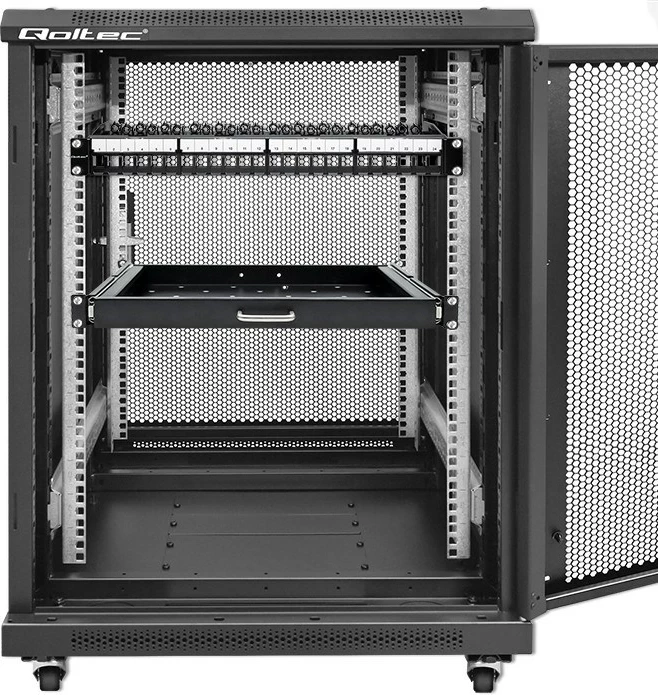 Patch panel za 19'' rack, 24 vrat, 1U, UTP, črn Qoltec 54516