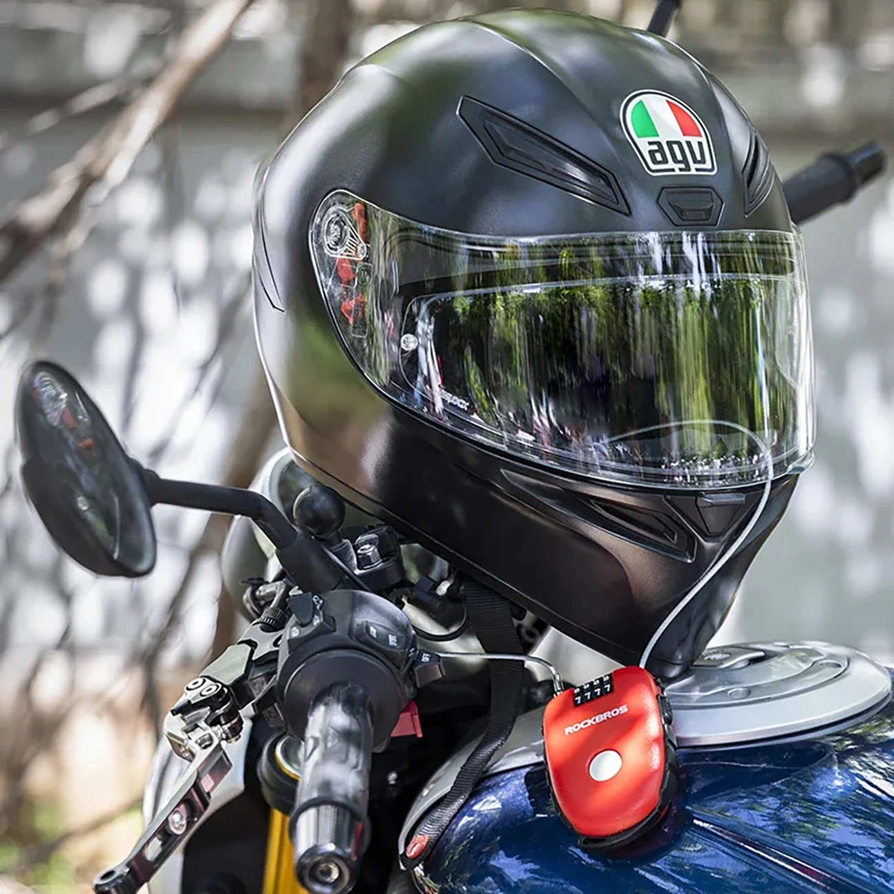 Kolesarska ključavnica z vlečnim kablom Rockbros 32420981001, rdeča