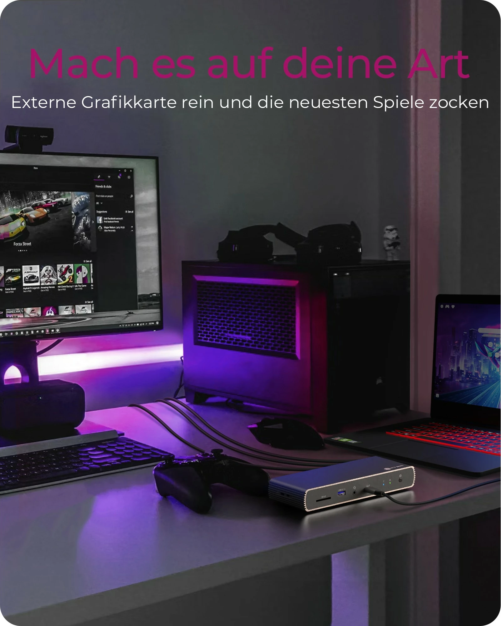 Dokirna postaja Thunderbolt 4, 96W, 2x zaslon, SD, Ethernet, ICY BOX IB-DK8801-TB4, antracitno črna