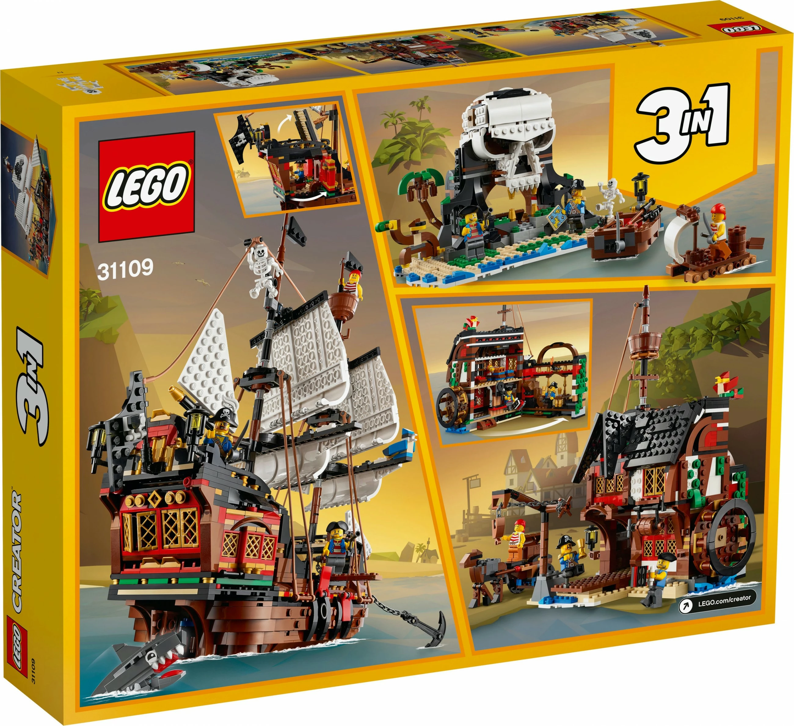 Set gradnje 3 v 1: Piratski čoln, LEGO Creator 31109, 1264 delov, večbarven