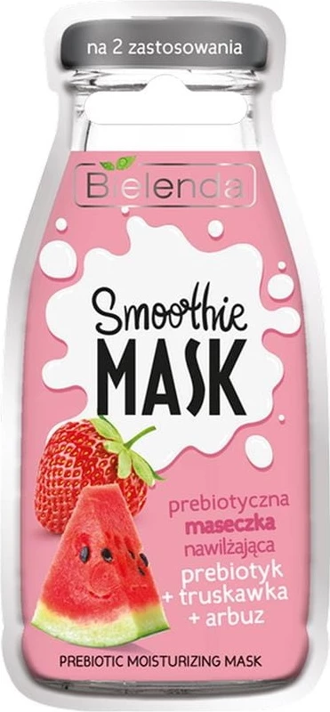 Hidratacijska in prebiotična obrazna maska z jagodami in lubenico, Bielenda Smoothie Mask Prebiotic Moisturizing, 10 g