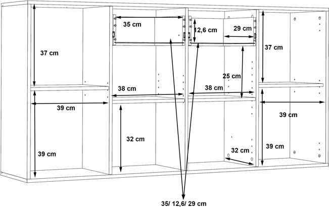 Bufet iz melamina, bel in sonoma, 162,3 x 34,2 x 81,7 cm