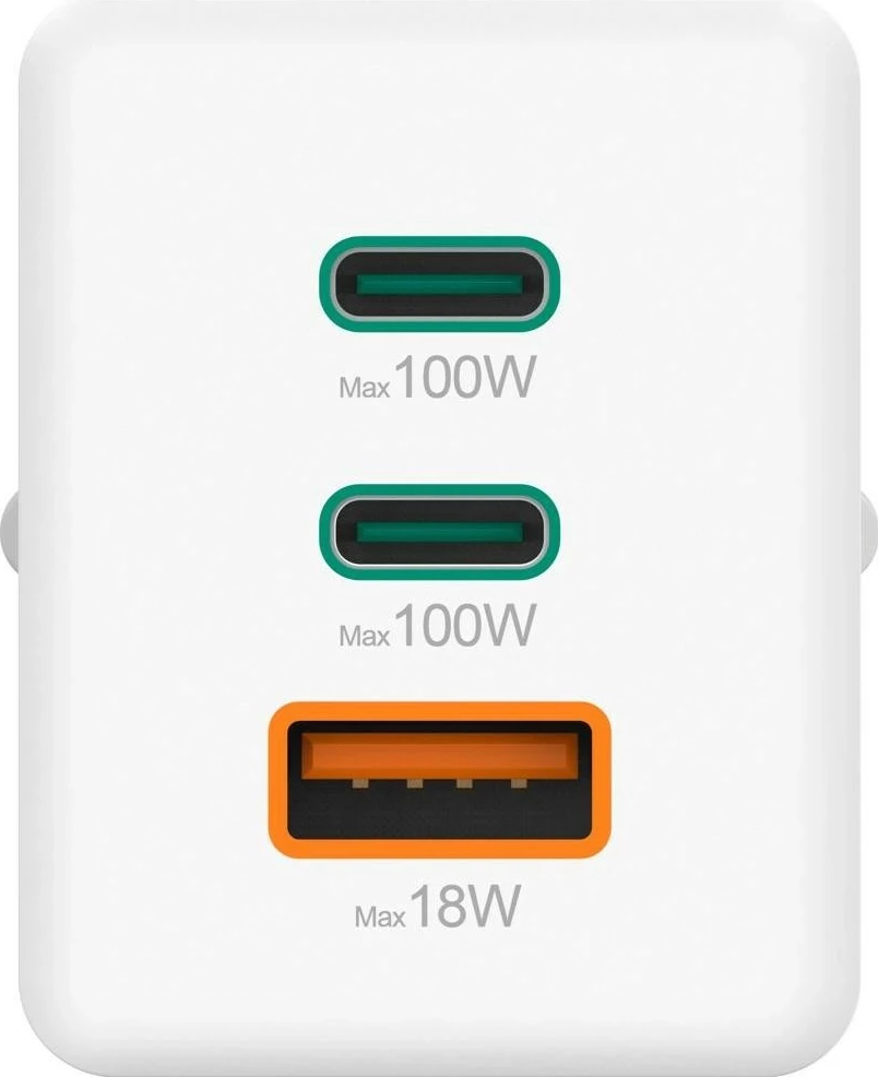 Močilen polnilec 100W Hama, mini GaN, 2x USB-C, 1x USB-A, bel