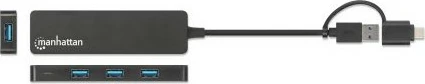 USB razdelilec 4-portni, Typ-C/Typ-A, USB 3.0, črn MANHATTAN