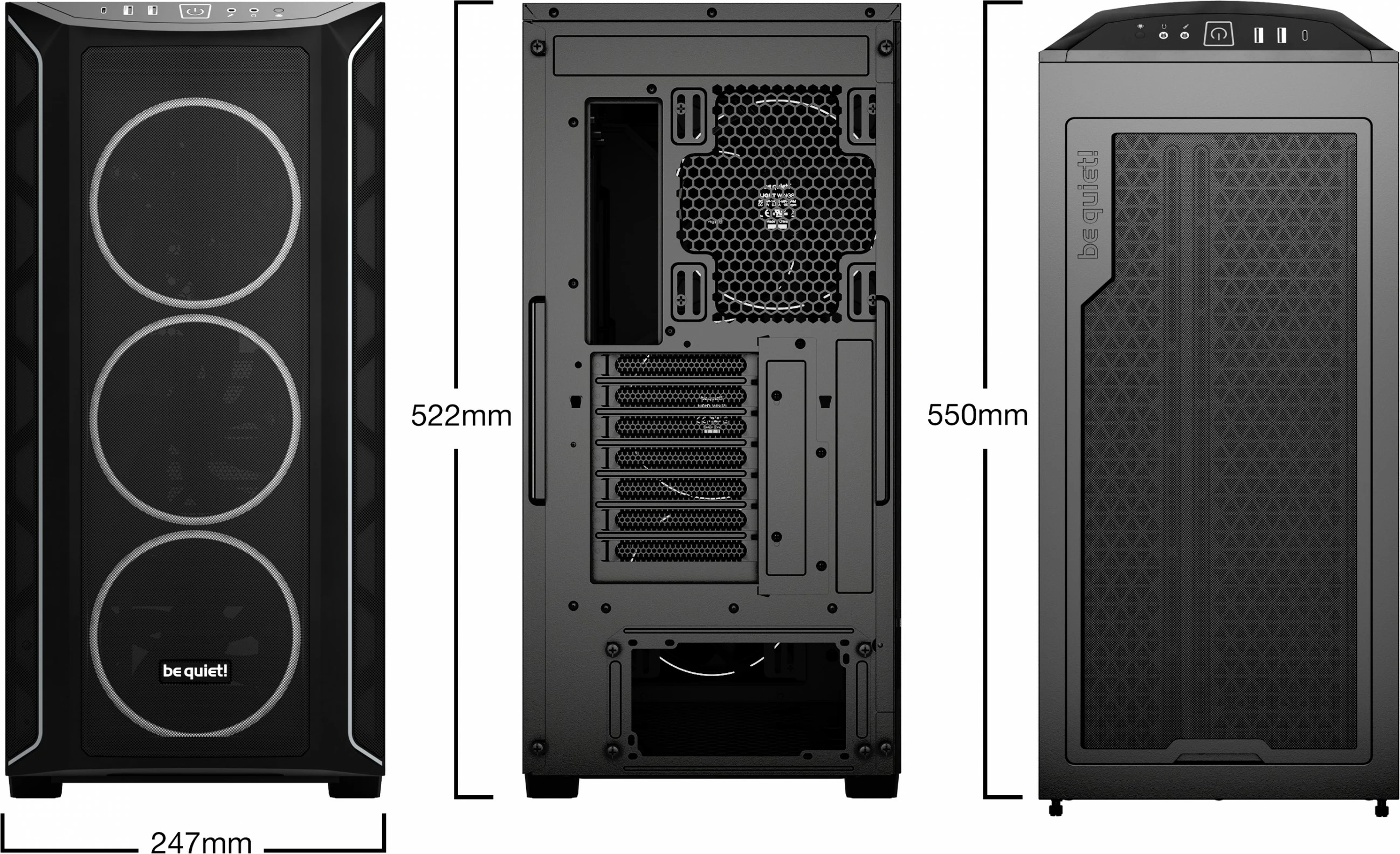 Kasetnik Be Quiet! Shadow Base 800 FX, Midi Tower, ATX/E-ATX/microATX/Mini-ITX, črn