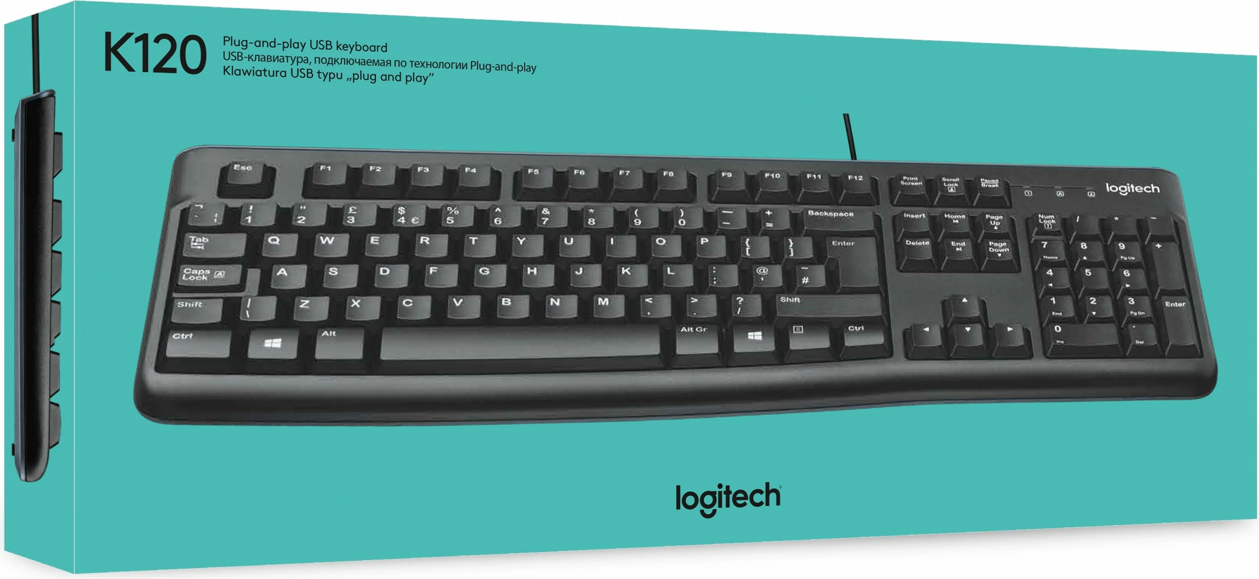 Tastatura polne velikosti za poslovno rabo Logitech K120, žična, USB, QWERTY, črna