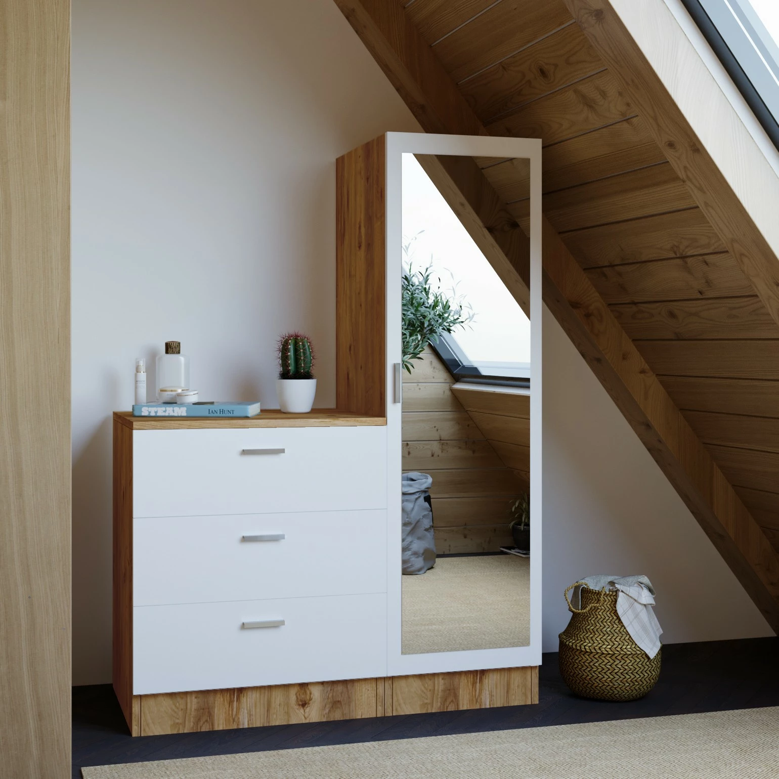 Večnamenska omara Hanah Home CC6-AW, Atlantic Pine in bela