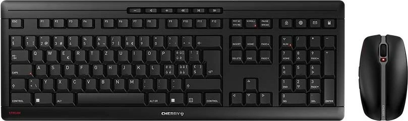 Brezžična tipkovnica in miška Cherry Stream Desktop, QWERTZ, vključena miška, črna