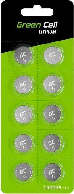 Baterije CR2025 3V 160mAh, Green Cell, 10 kosov, srebrne