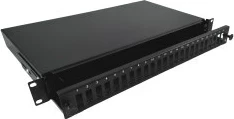 Patch panel za optična vlakna, 1U, 24 portov, kovinski, črn - A-LAN FOP-1U-24SCD-C