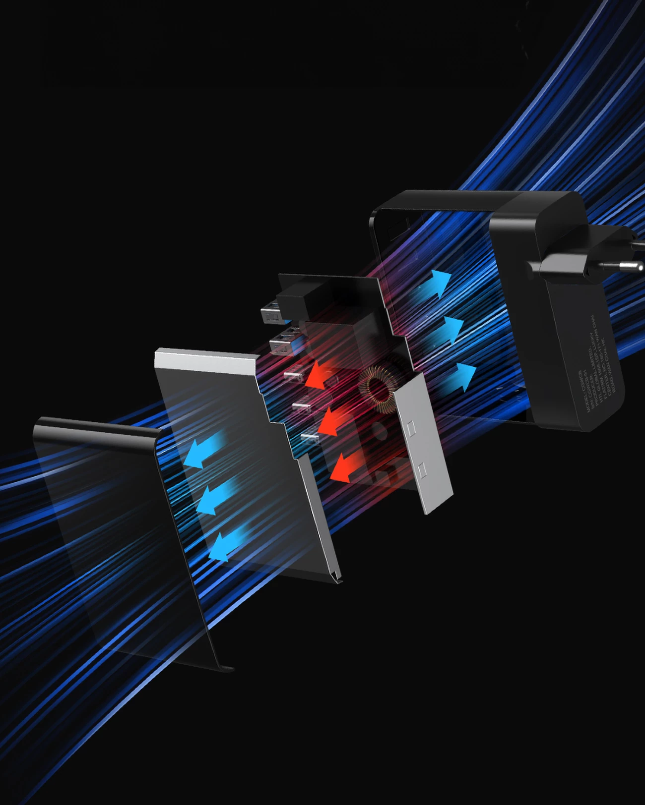 Stenski polnilec 140W, 3x USB-C, 2x USB-A, črn, Wozinsky CGWCB