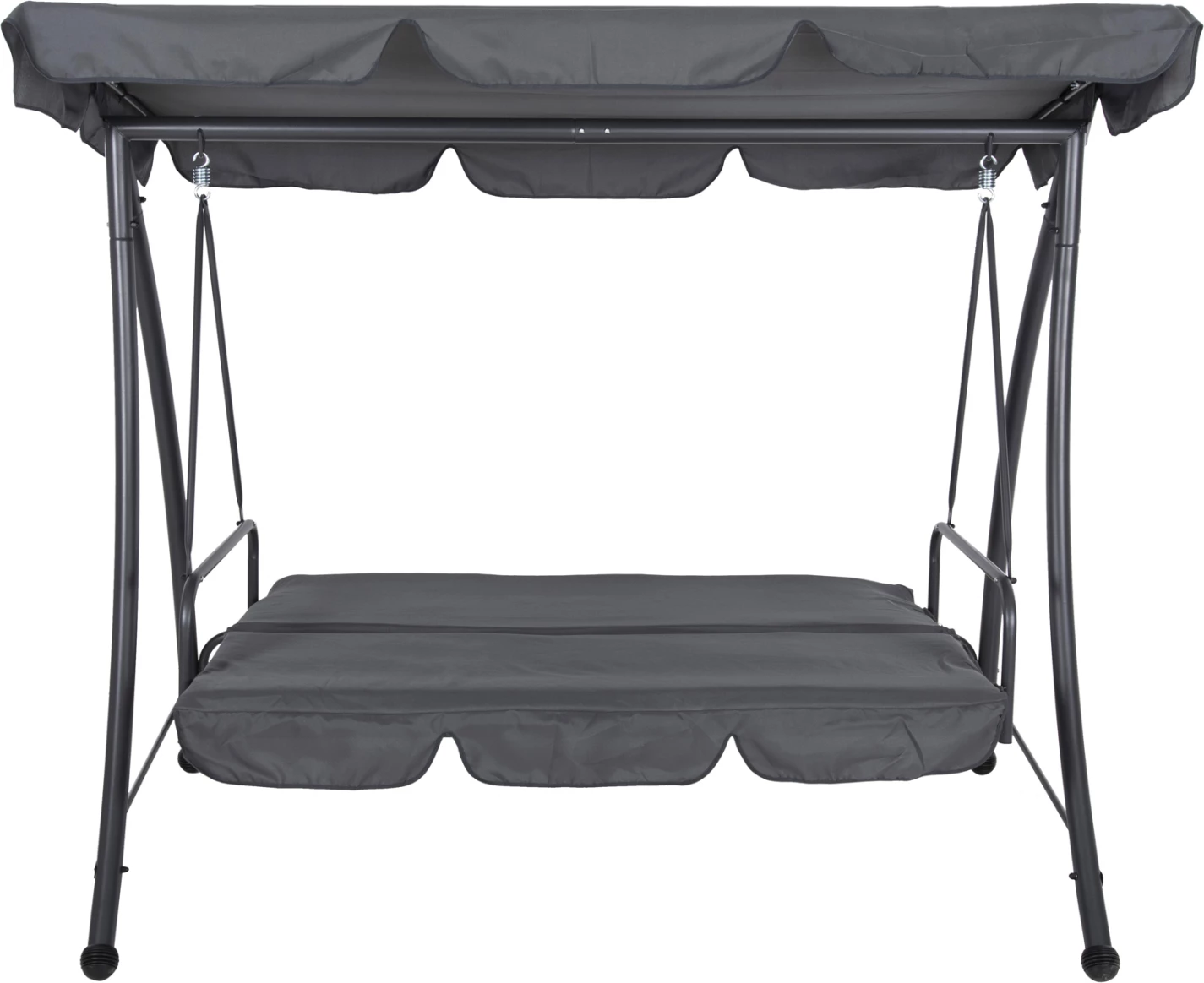 Gugalnica-postelja za verando s senčnikom, 3-sedežna LIKID FH5980.01 kovinski okvir in tkanina v sivi barvi 200x120x164H cm