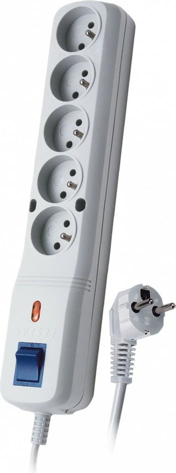 Razdelilec napajanja Lestar LV-530W, 5 vtičnic, 5,0 m, siv