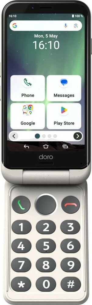 Palčljiv telefon z velikimi tipkami Doro Aurora A20, bel