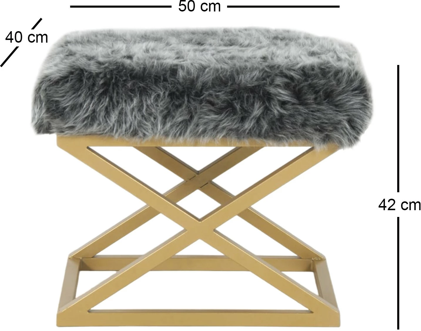 Taburet pliš Capraz, zlat, siv — Atelier del Sofa
