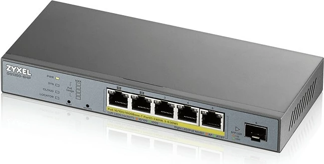 Managed switch Zyxel GS1350-6HP-EU0101F, L2, Gigabit Ethernet, PoE, za montažo na steno