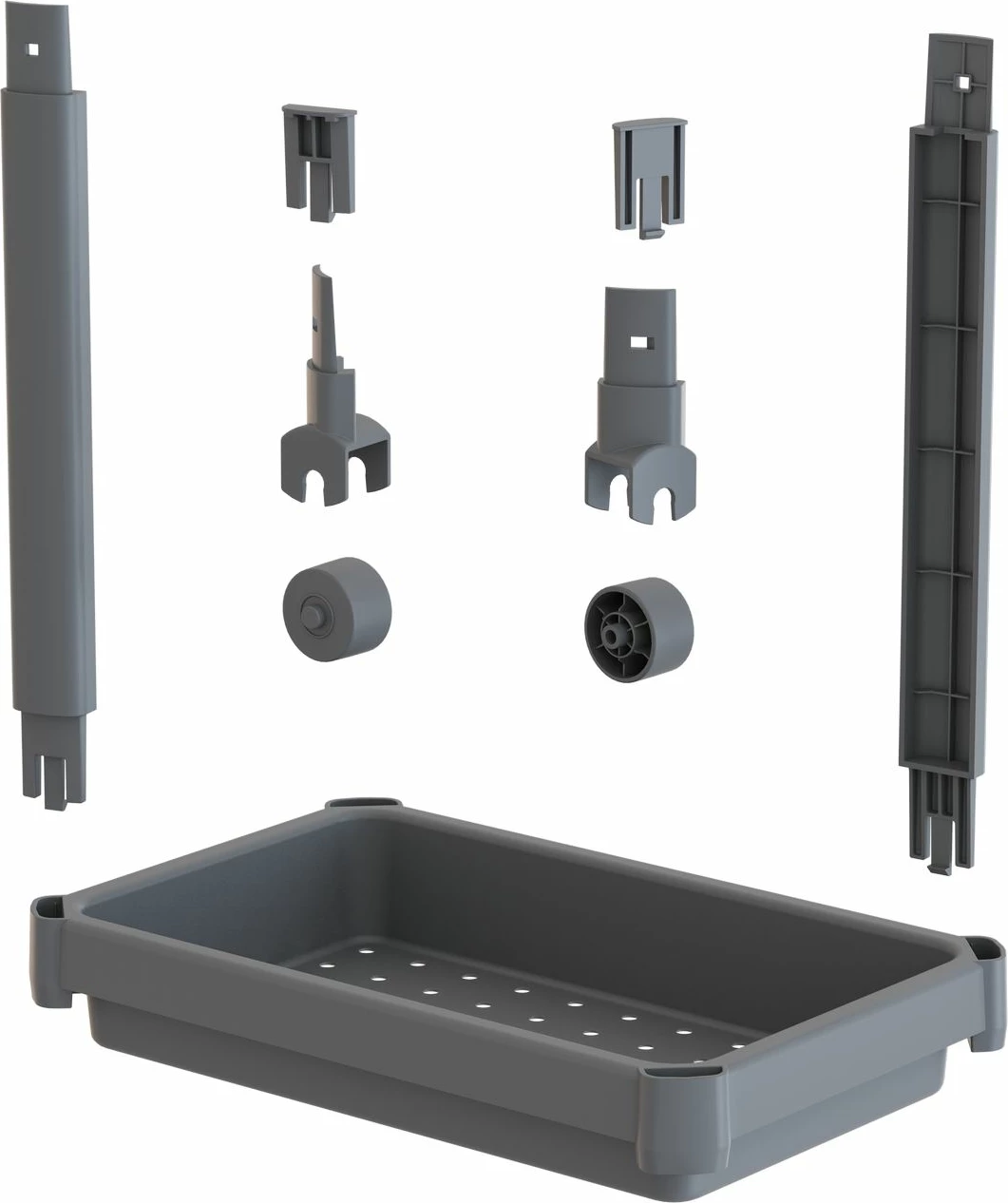 Večnamenski plastični regal, Aberto Design TKRLKKT-3K-2, siva