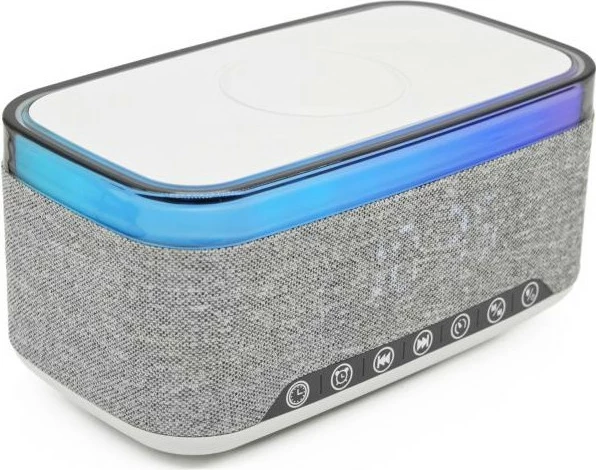FM radio z budilko, Bluetooth, brezžično polnjenje, Denver, siva
