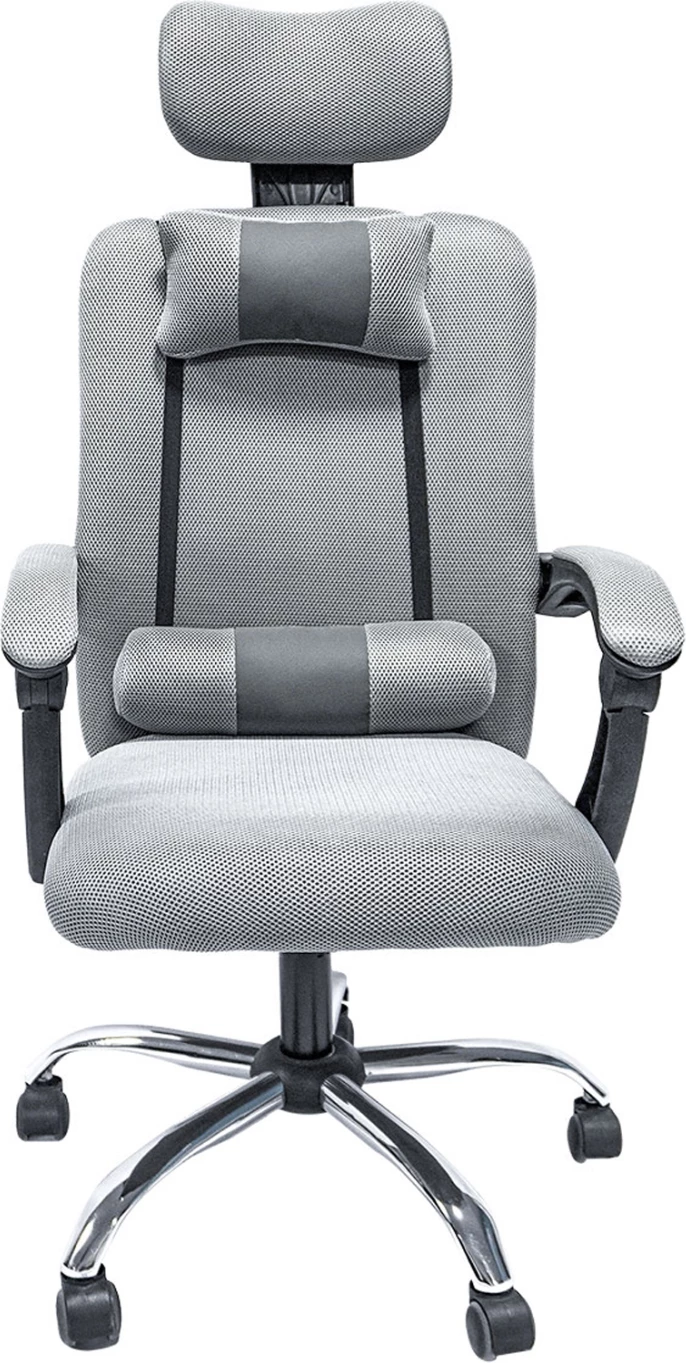 Pisaniški stol CRONER FH1196.02 sivo mrežasto-kromirano kovinsko podnožje-črn najlonski okvir 58x54x120Hcm