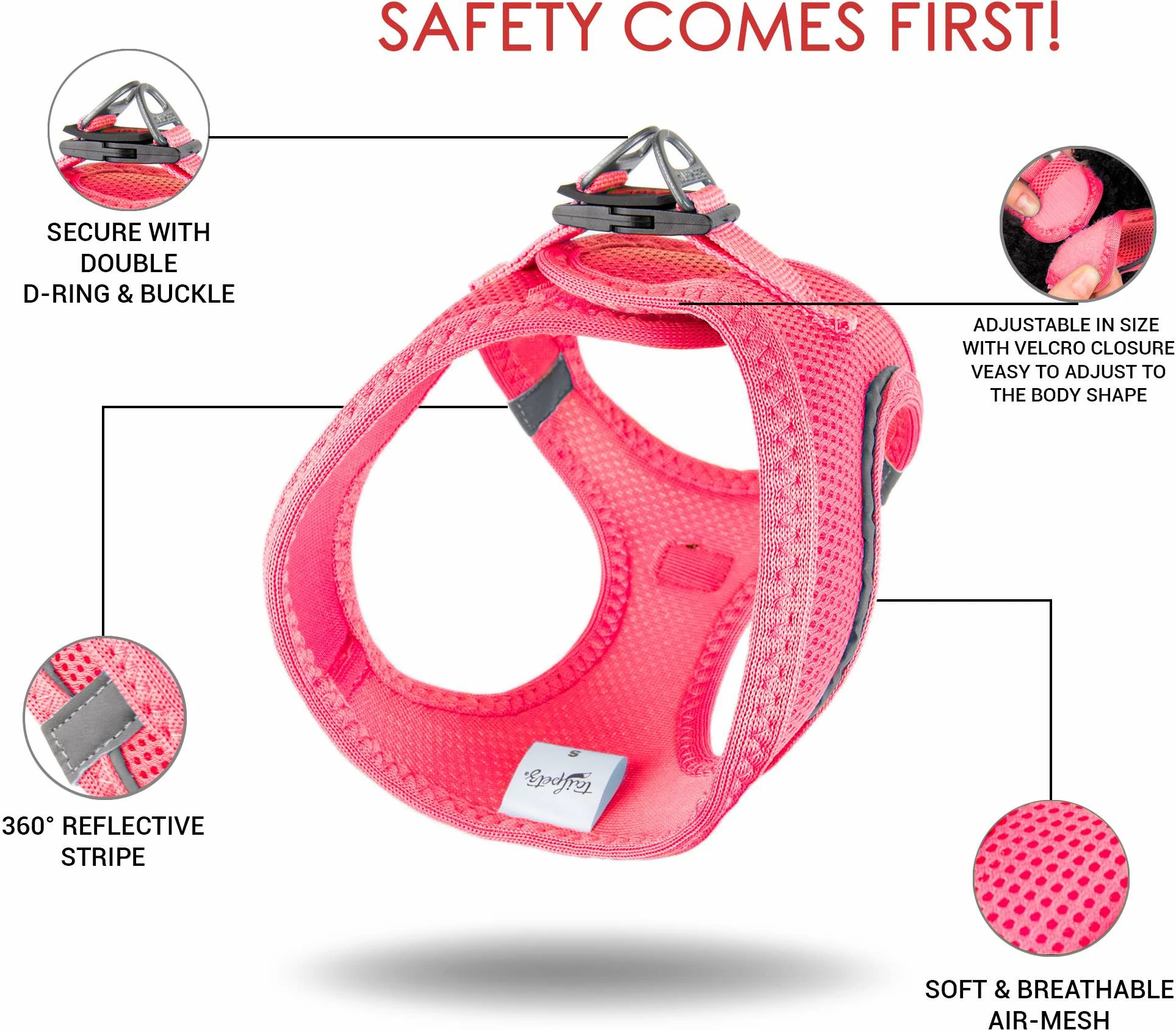 Oprsnica za psa, Air-Mesh, Neo Pink, Paws & Whiskers