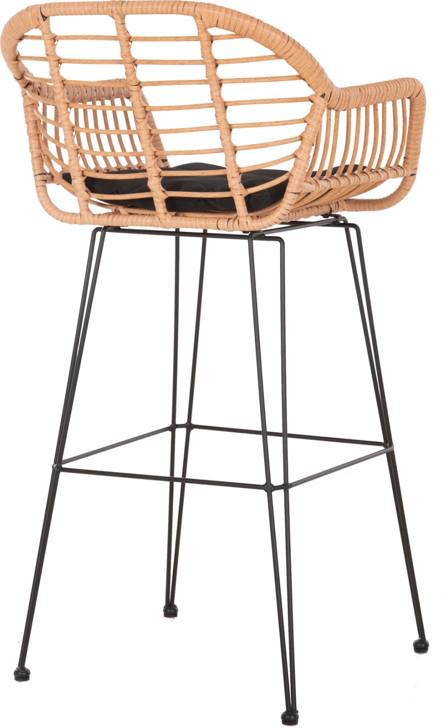 Barski stol (visok sedež) Allegra FH5640.11 p.e. rattan v bež-črni kovini 54x55x108Hcm
