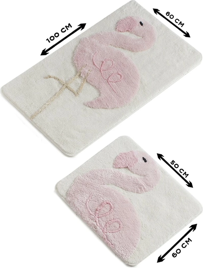 Tapeti za kopalnico iz akrila (2 kosa), Mijölnir, rožnati flamingo