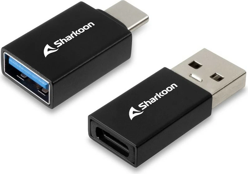 Adapter USB za pretvorbo USB-A v USB-C in USB-C v USB-A Sharkoon OfficePal, 2 kosa, črn