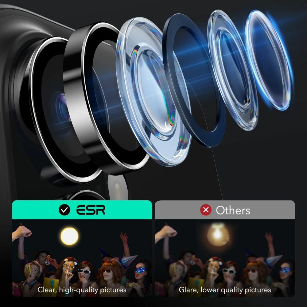 Zaščitno steklo za kamero ESR Armorite za iPhone 16 / 16 Plus, črno