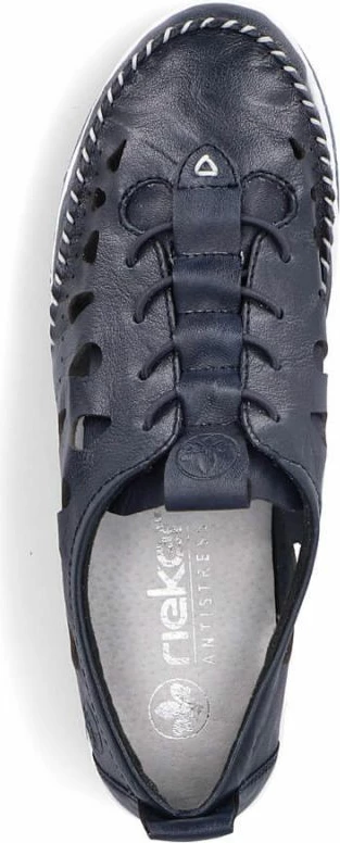 Superge odprte iz usnja Rieker, modro mornarske, ženske