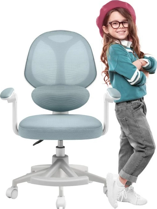 Otroška vrteča pisarniška stol MARK ADLER Junior 4.5, mreža, pena, mint modra