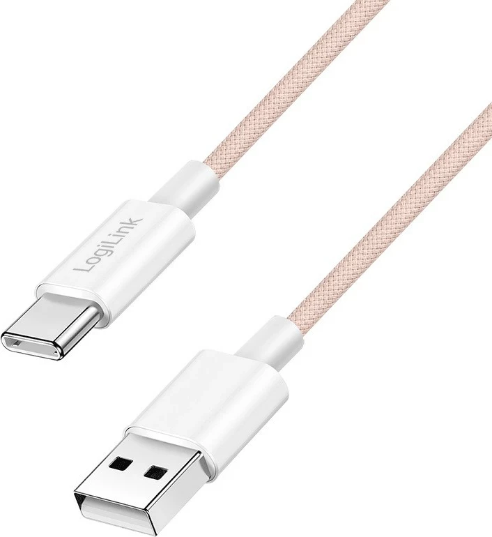 USB-A na USB-C kabel 1 m najlon, roza — LogiLink