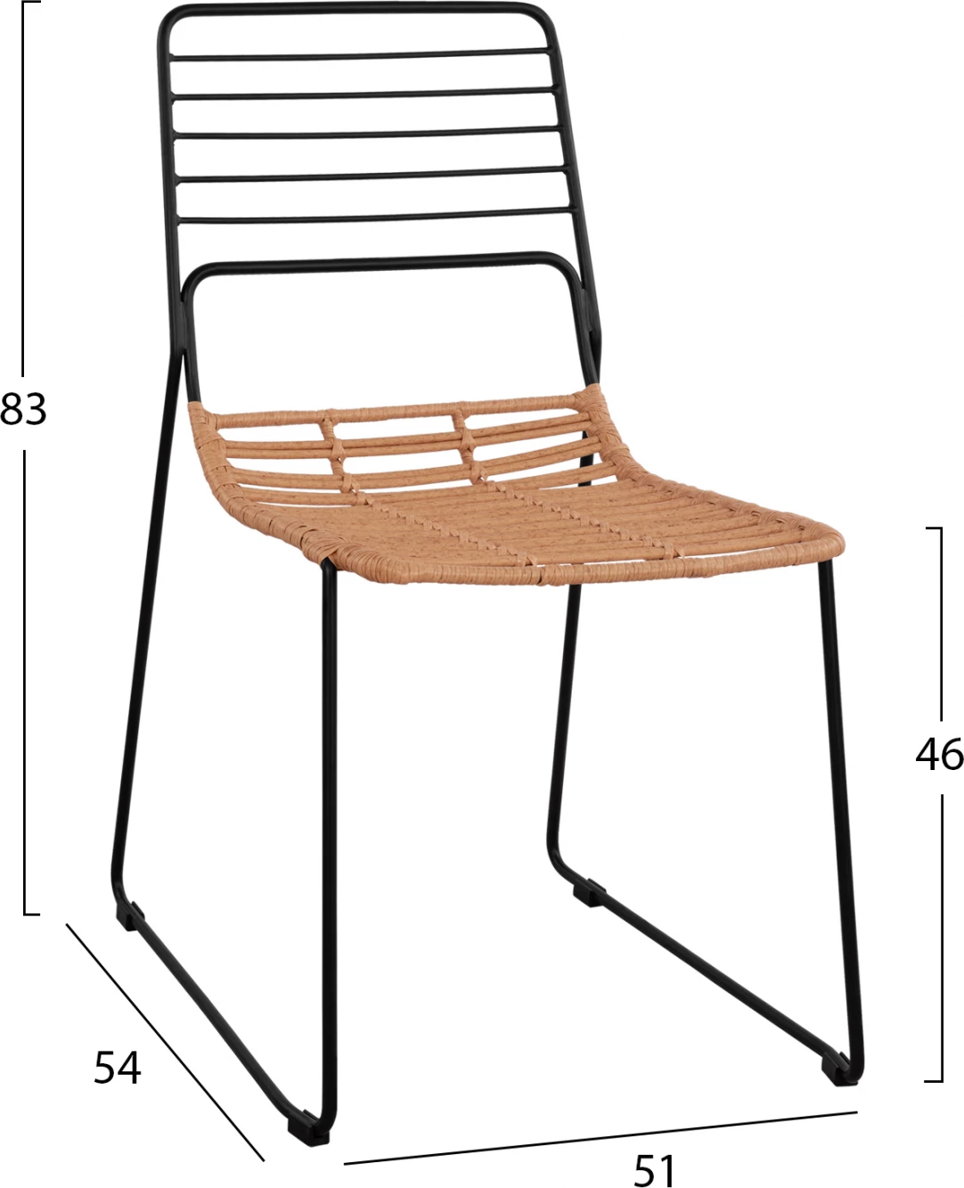 Kovinski stol Allegra FH5694 s pletenjem bež 51x54x83cm