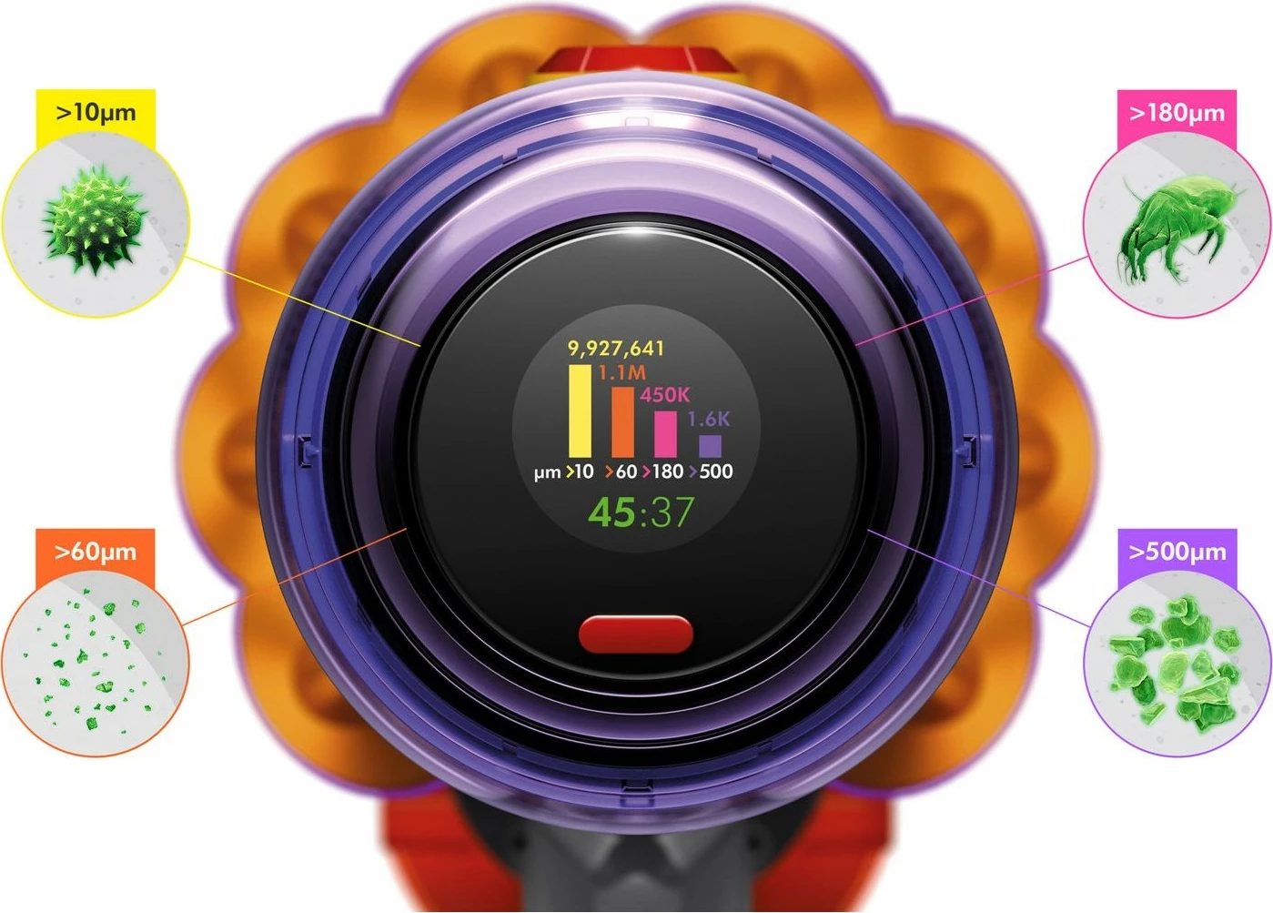 Brezžični sesalnik z visoko zmogljivostjo Dyson V12 Detect Slim Absolute, 0,35 L, LCD, nickel, rumena