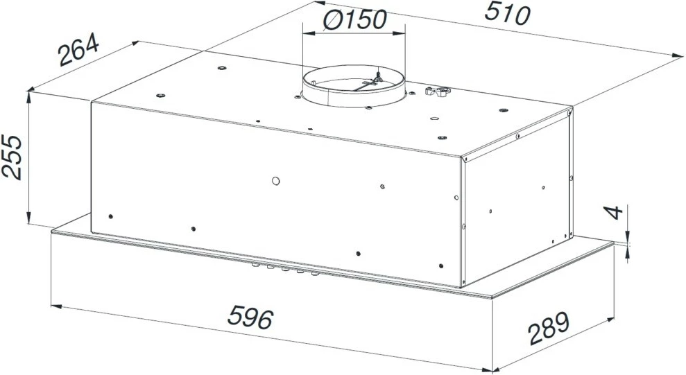 Napa za kuhinjo Maan, 570 m3/h, črna
