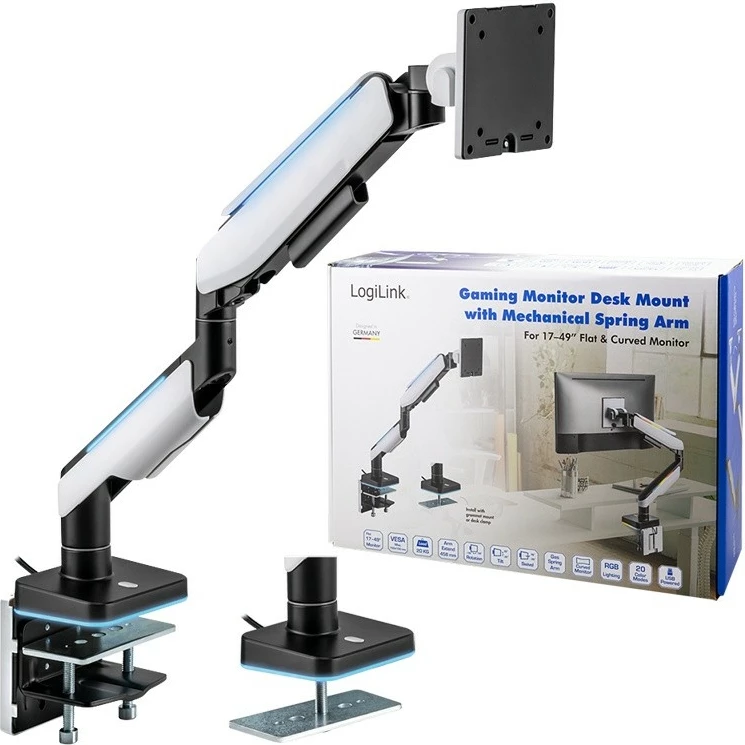 Nosilec za monitor za mizo, LogiLink BP0162, za 17–49 inč, bel/črn