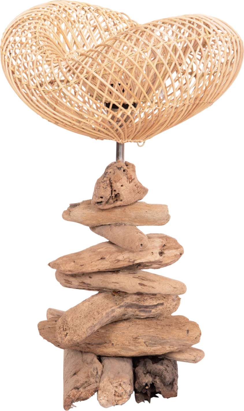 Dekorativna namizna svetilka IVAR FH4431, drevo prineseno z morja & ratan 32x30x53Hcm