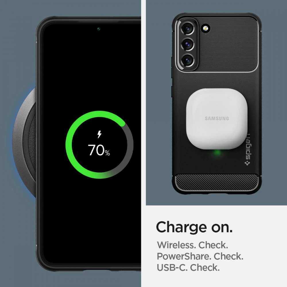 Ovitek za telefon Rugged Armor Spigen za Samsung Galaxy S22, črn