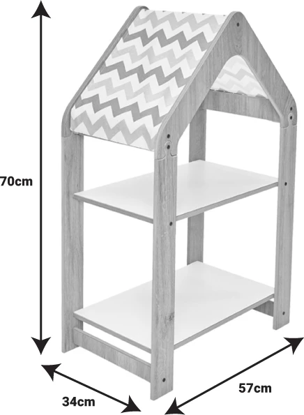 Polica Montessori Zoilen, bela-roza, MDF, 50x30x80 cm