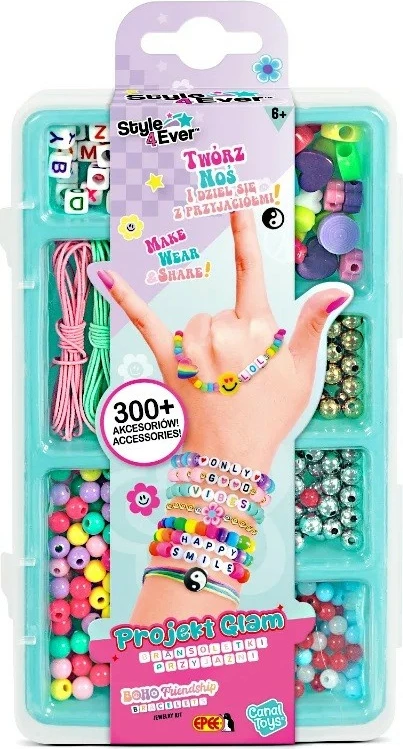 Set za ustvarjanje prijateljskih zapestnic Epee Project Glam EP60469, več kot 300 dodatkov, za deklice od 6+, večbarven